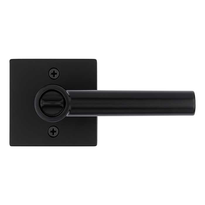 Kwikset Milan Keyed Entry Lever Smartkey, Square Rose With 6-Way Adjustable Latch And Round Corner Strike, Matte Black