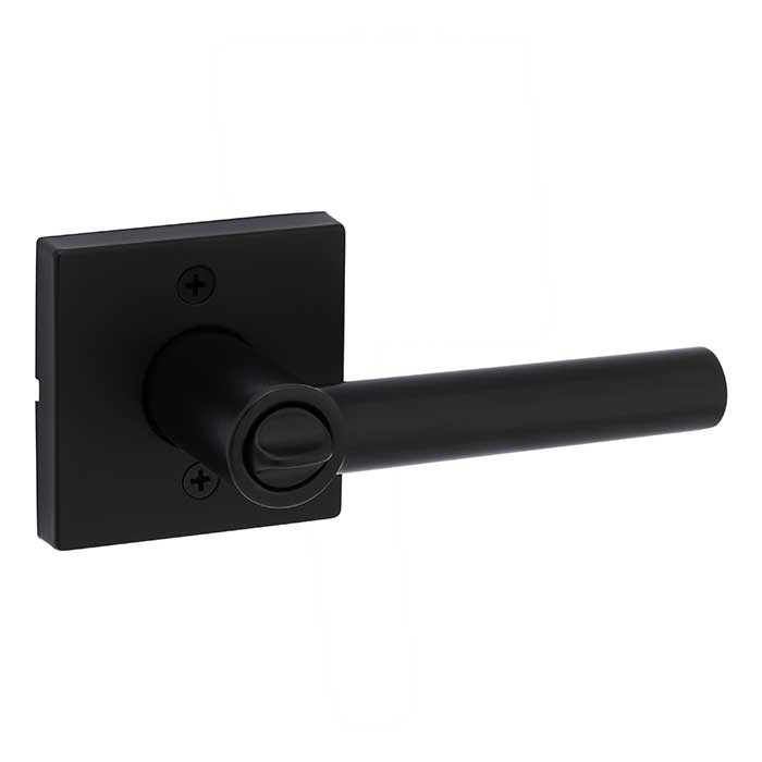 Kwikset Milan Keyed Entry Lever Smartkey, Square Rose With 6-Way Adjustable Latch And Round Corner Strike, Matte Black