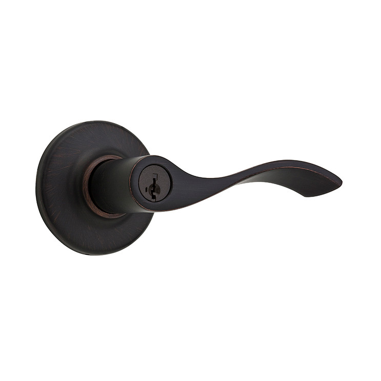 Kwikset Balboa Keyed Entry Lever Smartkey With 6-Way Adjustable Latch And Round Corner Strike, Venetian Bronze