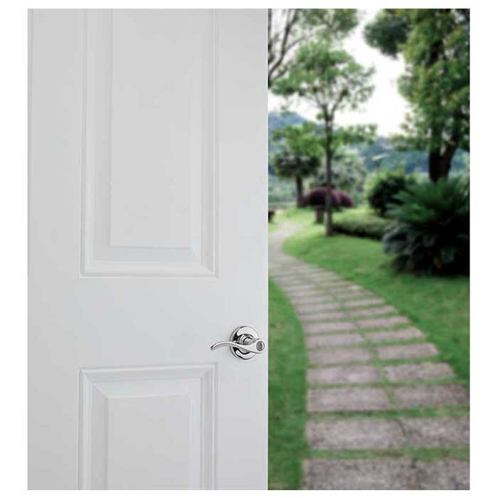 Kwikset Balboa Keyed Entry Lever Smartkey With 6-Way Adjustable Latch And Round Corner Strike, Bright Polished Chrome