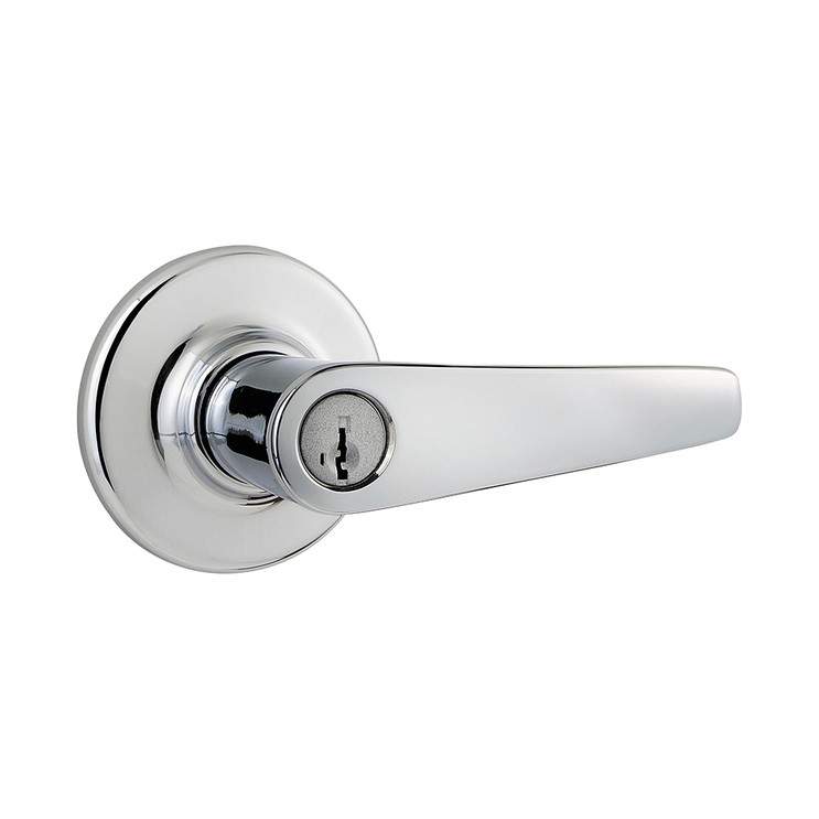 Kwikset Delta Keyed Entry Lever Smartkey With 6-Way Adjustable Latch And Round Corner Strike, Bright Polished Chrome