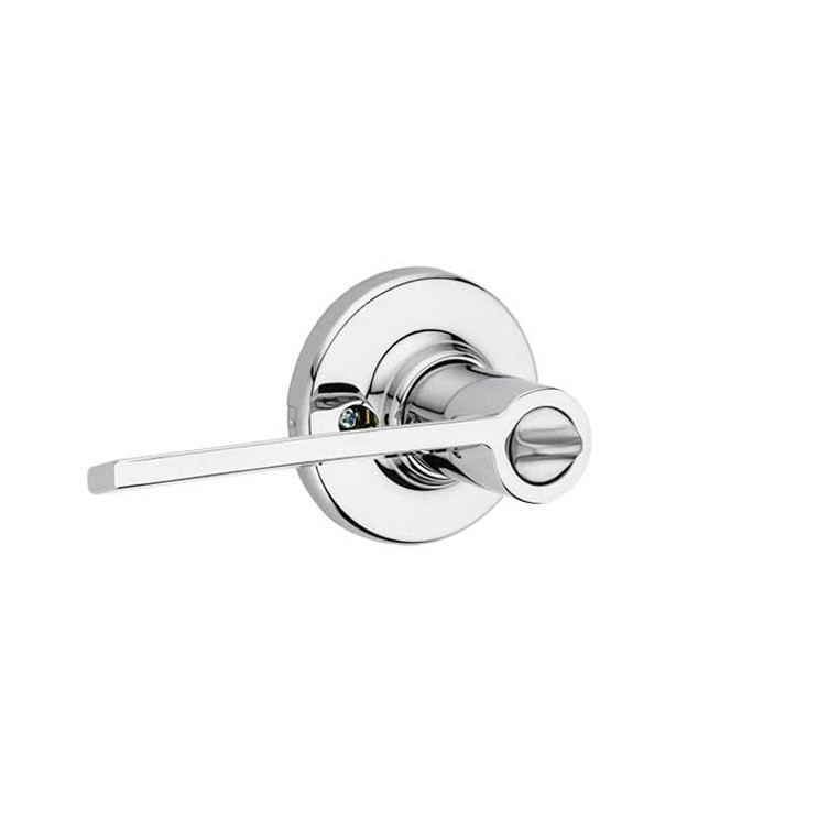 Kwikset Ladera Keyed Entry Lever Smartkey With Round Rose, 6-Way Adjustable Latch And Round Corner Strike, Bright Polished Chrome