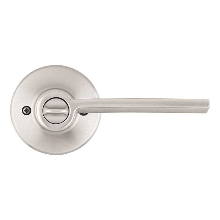Kwikset Ladera Keyed Entry Lever Smartkey With Round Rose, 6-Way Adjustable Latch And Round Corner Strike, Satin Nickel