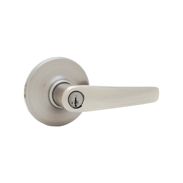 Kwikset Delta Keyed Entry Lever Smartkey With 6-Way Adjustable Latch And Round Corner Strike, Satin Nickel