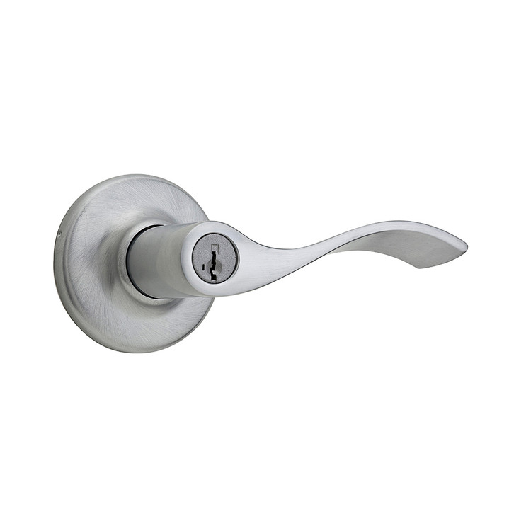 Kwikset Balboa Keyed Entry Lever Smartkey With 6-Way Adjustable Latch And Round Corner Strike, Satin Chrome