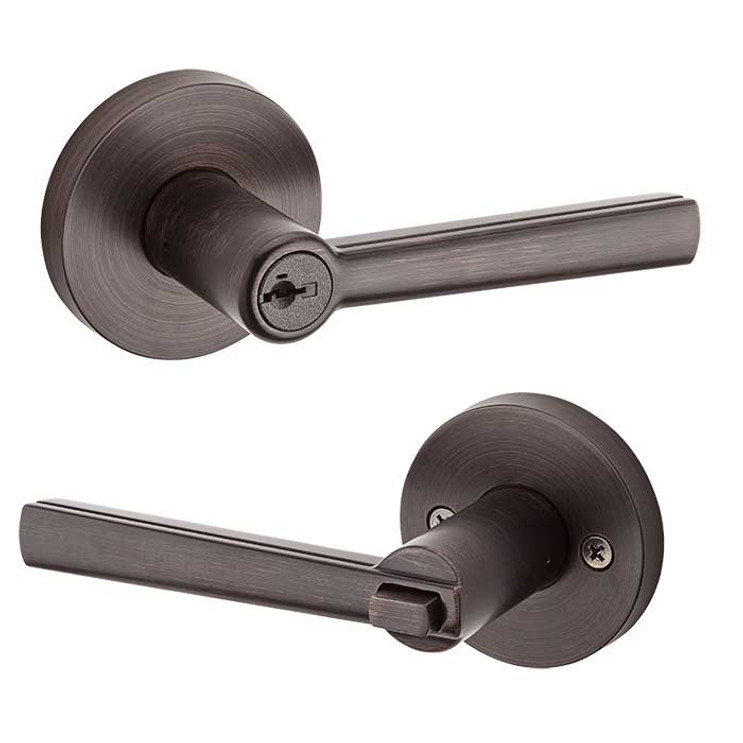 Kwikset Montreal Keyed Entry Lever Smartkey With Round Rose, 6-Way Adjustable Latch And Round Corner Strike, Venetian Bronze