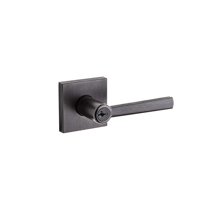 Kwikset Montreal Keyed Entry Lever Smartkey With Square Rose, 6-Way Adjustable Latch And Round Corner Strike, Venetian Bronze