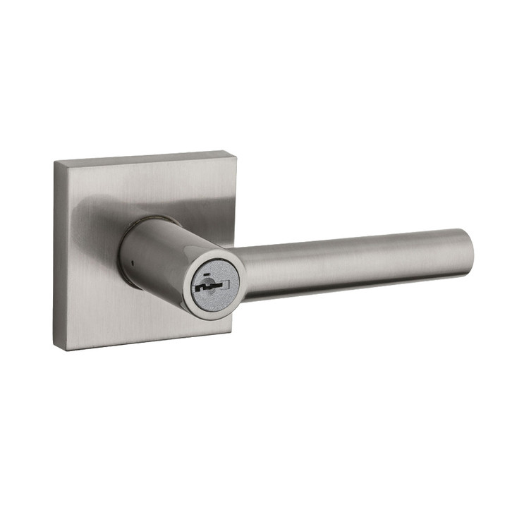 Kwikset Milan Keyed Entry Lever Smartkey With Square Rose, 6-Way Adjustable Latch And Round Corner Strike, Satin Nickel