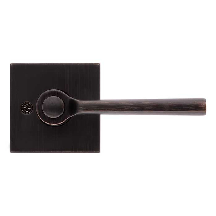 Kwikset Lisbon Keyed Entry Lever Smartkey With Square Rose, 6-Way Adjustable Latch And Round Corner Strike, Venetian Bronze