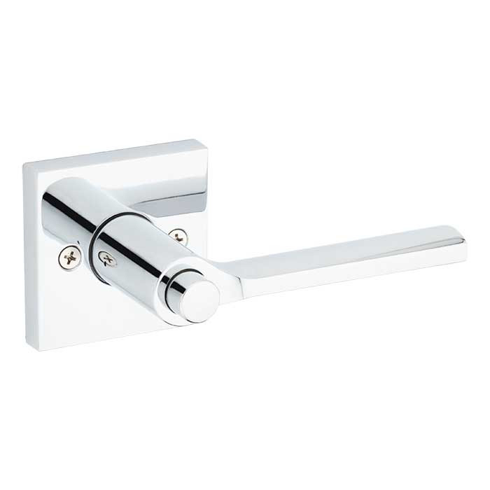 Kwikset Lisbon Keyed Entry Lever Smartkey With Square Rose, 6-Way Adjustable Latch And Round Corner Strike, Bright Polished Chrome