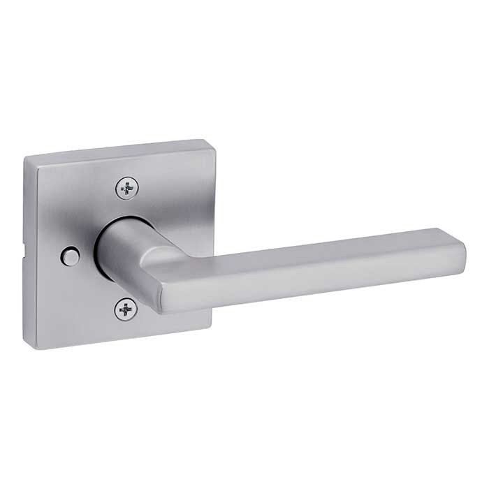 Kwikset Halifax Privacy Lever, Square Rose With 6-Way Adjustable Latch And Round Corner Strike, Satin Chrome