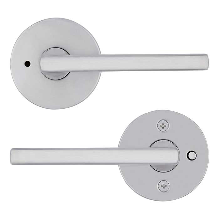 Kwikset Halifax Privacy Lever, Round Rose With 6-Way Adjustable Latch And Round Corner Strike, Satin Chrome