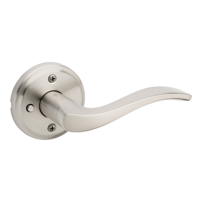 Kwikset Sedona Privacy Lever With 6-Way Adjustable Latch And Round Corner Strike, Satin Nickel