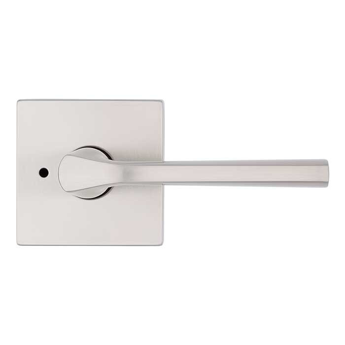Kwikset Lisbon Privacy Lever,Square Rose With 6-Way Adjustable Latch And Round Corner Strike, Satin Nickel