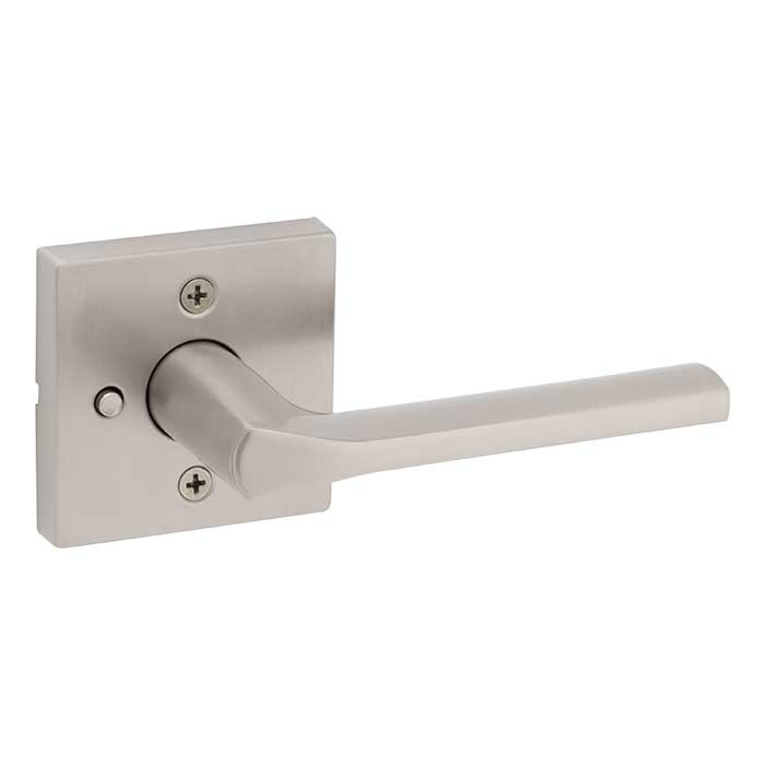 Kwikset Lisbon Privacy Lever,Square Rose With 6-Way Adjustable Latch And Round Corner Strike, Satin Nickel