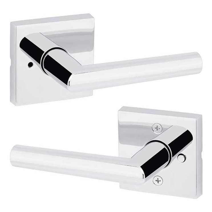 Kwikset Milan Privacy Lever, Square Rose With 6-Way Adjustable Latch And Round Corner Strike, Bright Polished Chrome