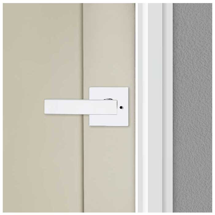Kwikset Singapore Privacy Lever, Square Rose With 6-Way Adjustable Latch And Round Corner Strike, Bright Polished Chrome