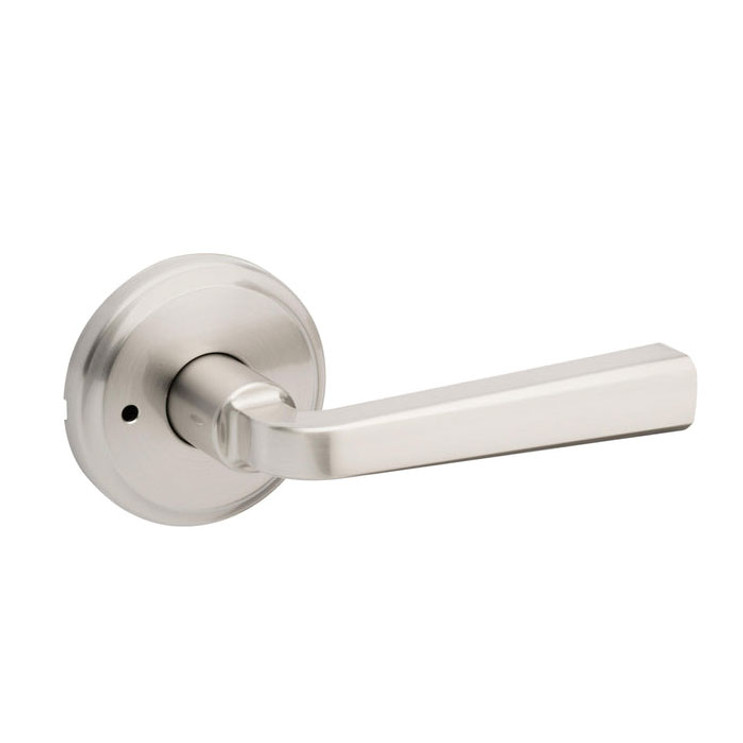 Kwikset Trafford Privacy Lever With 6-Way Adjustable Latch And Round Corner Strike, Satin Nickel