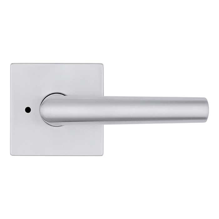 Kwikset Milan Privacy Lever, Square Rose With 6-Way Adjustable Latch And Round Corner Strike, Satin Chrome