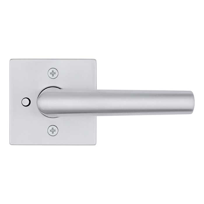 Kwikset Milan Privacy Lever, Square Rose With 6-Way Adjustable Latch And Round Corner Strike, Satin Chrome