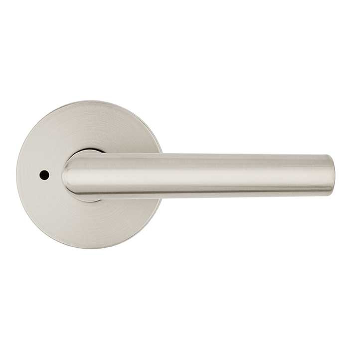 Kwikset Milan Privacy Lever, Round Rose With 6-Way Adjustable Latch And Round Corner Strike, Satin Nickel