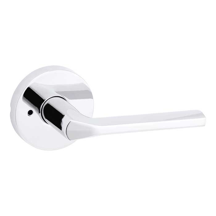 Kwikset Lisbon Privacy Lever, Round Rose With 6-Way Adjustable Latch And Round Corner Strike, Bright Polished Chrome