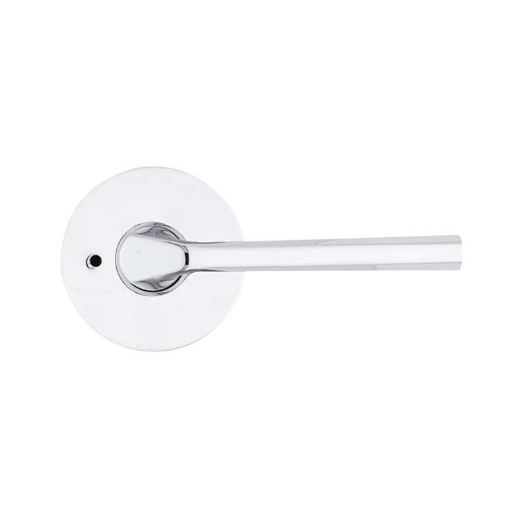 Kwikset Lisbon Privacy Lever, Round Rose With 6-Way Adjustable Latch And Round Corner Strike, Bright Polished Chrome
