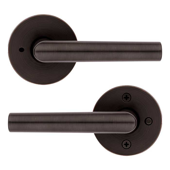 Kwikset Milan Privacy Lever, Round Rose With 6-Way Adjustable Latch And Round Corner Strike, Venetian Bronze