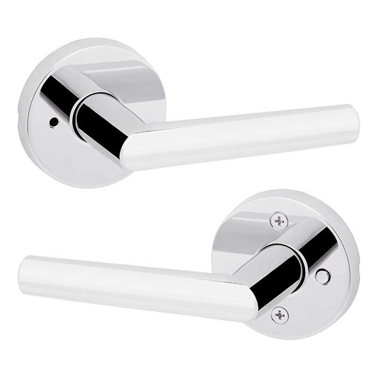 Kwikset Milan Privacy Lever, Round Rose With 6-Way Adjustable Latch And Round Corner Strike, Bright Polished Chrome