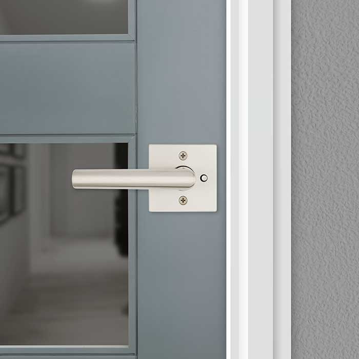Kwikset Milan Privacy Lever,Square Rose With 6-Way Adjustable Latch And Round Corner Strike, Satin Nickel
