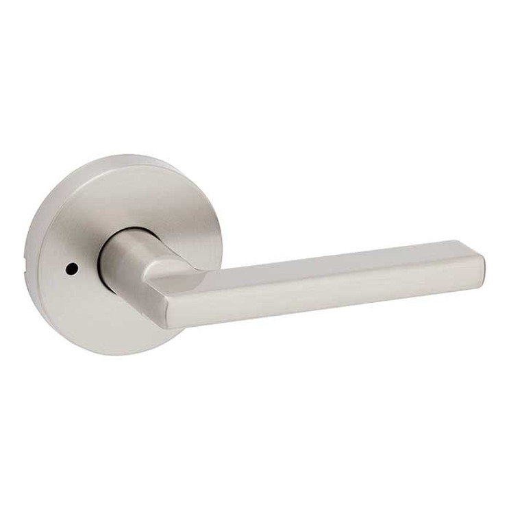 Kwikset Halifax Privacy Lever, Round Rose With 6-Way Adjustable Latch And Round Corner Strike, Satin Nickel