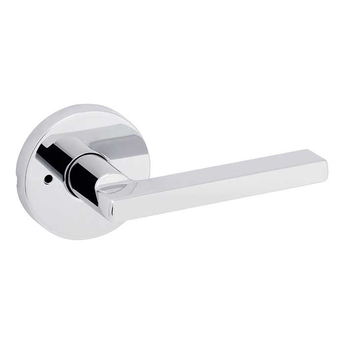 Kwikset Halifax Privacy Lever, Round Rose With 6-Way Adjustable Latch And Round Corner Strike, Bright Polished Chrome