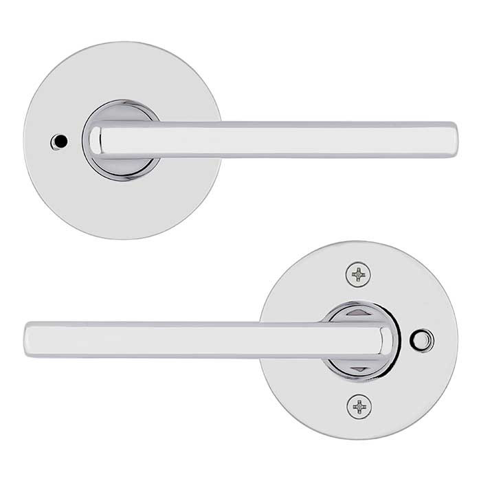 Kwikset Halifax Privacy Lever, Round Rose With 6-Way Adjustable Latch And Round Corner Strike, Bright Polished Chrome