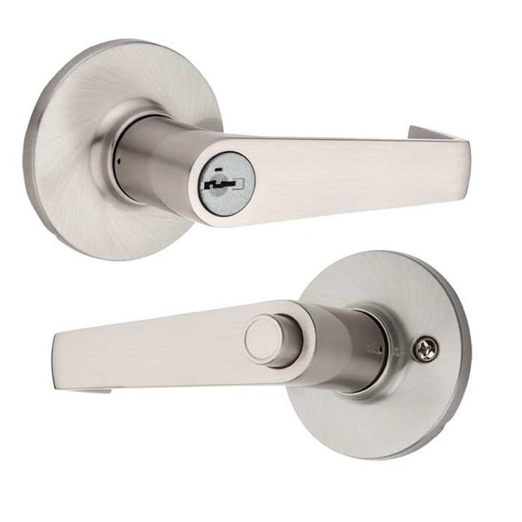Kwikset Carson Ul Keyed Entry Lever Smartkey With Round Corner Adjustable Latch And Round Corner Strike, Satin Nickel
