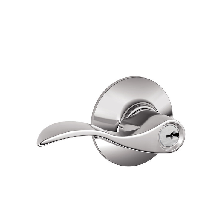 Schlage Residential F51A Accent Keyed Entry Lever Lock Function, Bright Polished Chrome