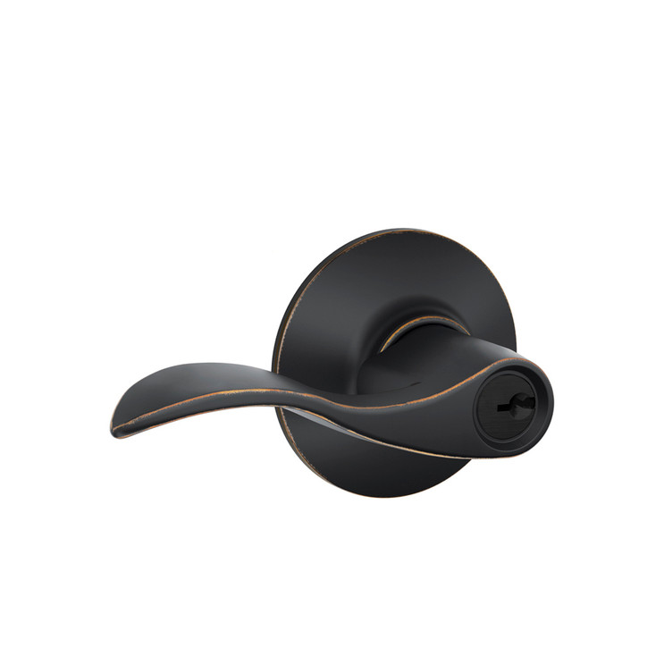 Schlage Residential F51A Accent Keyed Entry Lever Lock Function, Aged Bronze