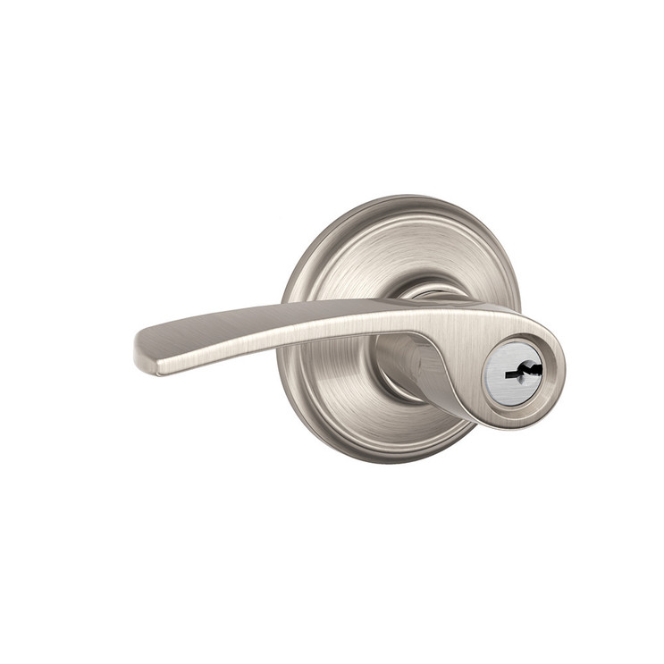 Schlage Residential F51A Merano Keyed Entry Lever Lock Function, Satin Nickel
