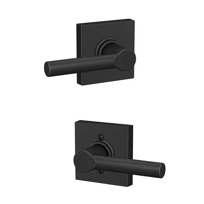 Schlage Residential F10 Broadway Passage Lever Lock With Collins Trim Function, Decorative, Matte Black