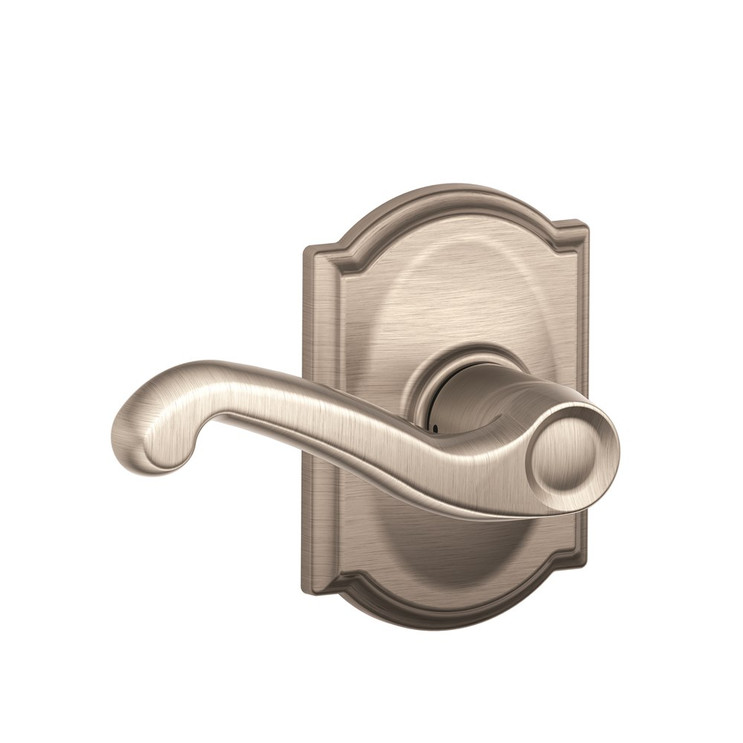 Schlage Residential F10 Flair Passage Lever Lock With Camelot Trim Function, Decorative, Satin Nickel