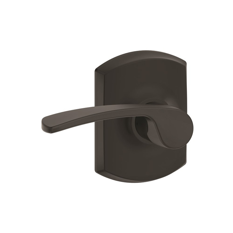 Schlage Residential F10 Merano Passage Lever Lock With Greenwich Trim Function, Decorative, Matte Black