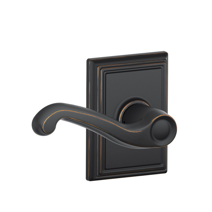 Schlage Residential F10 Flair Passage Lever Lock With Addison Trim Function, Decorative, Aged Bronze