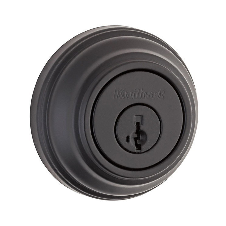 Kwikset 980 Single Cylinder Deadbolt X Thumbturn, Round Rose, Smartkey, 6-Way Adjustable Latch, Round And Square Corner Strikes, Keyed Alike, Matte Black