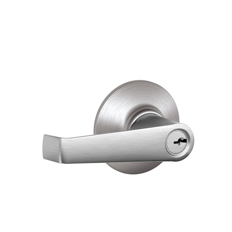 Schlage Residential F51A Elan Keyed Entry Lever Lock, Light Commercial In Vis Pack, Satin Chrome