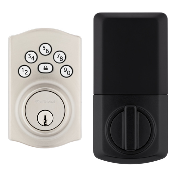 Kwikset Powerbolt 9240 Electronic Deadbolt Traditional, Stand Alone, Battery Powered (Batteries Not Included), 4-Way Adjustable Latch And Round Corner Strike, KW1 Keyway, Satin Nickel