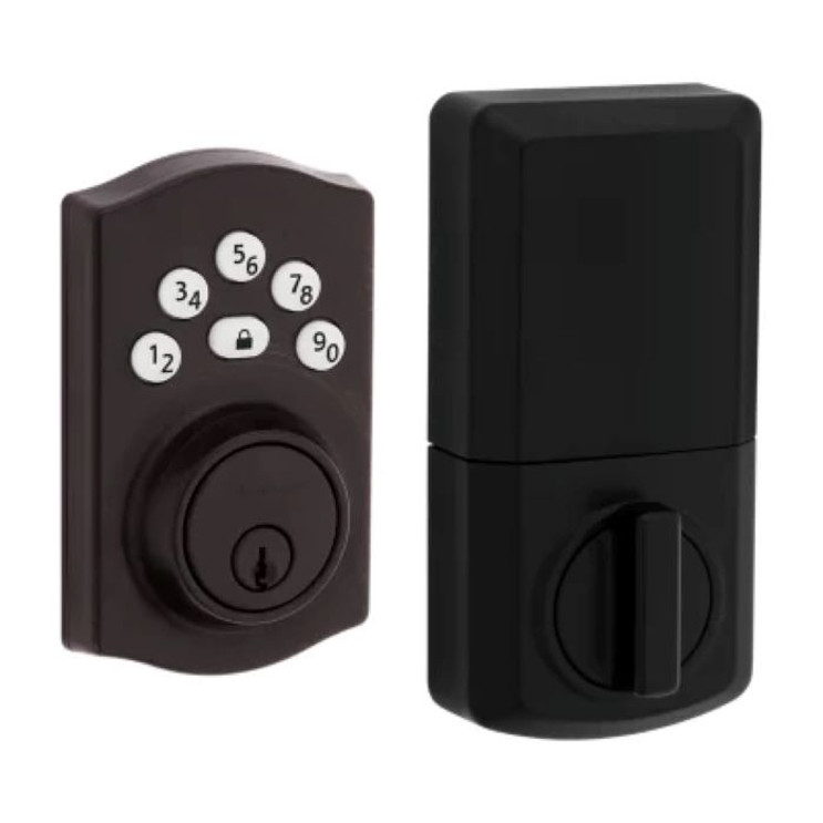 Kwikset Powerbolt 9240 Electronic Deadbolt Traditional, Stand Alone, Battery Powered (Batteries Not Included), 4-Way Adjustable Latch And Round Corner Strike, KW1 Keyway, Venetian Bronze