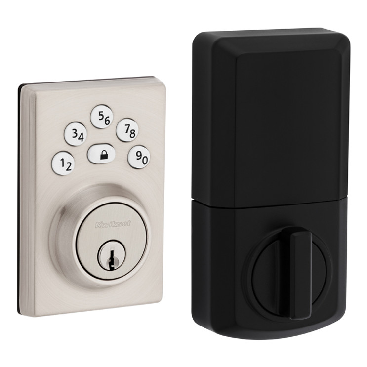 Kwikset Powerbolt 9240 Electronic Deadbolt Contemporary, Stand Alone, Battery Powered (Batteries Not Included), 4-Way Adjustable Latch And Round Corner Strike, KW1 Keyway, Satin Nickel