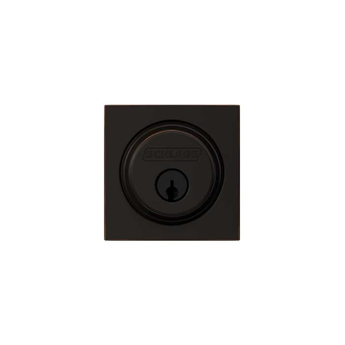 Schlage Residential B60 Deadbolt With Collins Trim Single Cylinder, Dual Option Latch, Adjustable Backset, 1-1/8" X 2-3/4" Round Corner Strike, Decorative, Aged Bronze