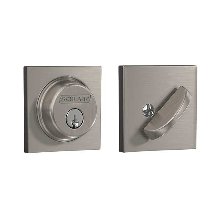 Schlage Residential B60 Deadbolt With Collins Trim Single Cylinder, Dual Option Latch, Adjustable Backset, 1-1/8" X 2-3/4" Round Corner Strike, Decorative, Satin Nickel
