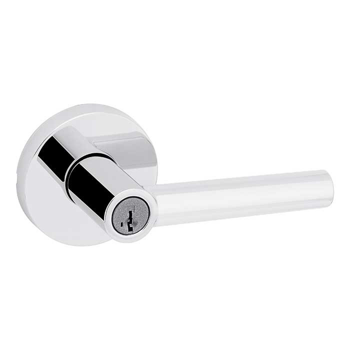 Kwikset Milan Keyed Entry Lever Smartkey, Round Rose With 6-Way Adjustable Latch And Round Corner Strike, Bright Polished Chrome