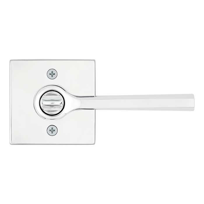 Kwikset Lisbon Keyed Entry Lever Smartkey, Square Rose With 6-Way Adjustable Latch And Round Corner Strike, Bright Polished Chrome